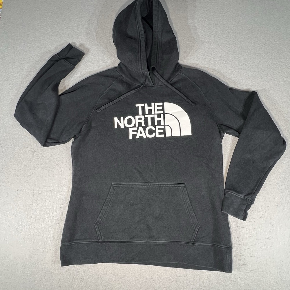 The North Face Womens Black Pullover Hoodie Logo Fleece Sweatshirt Large